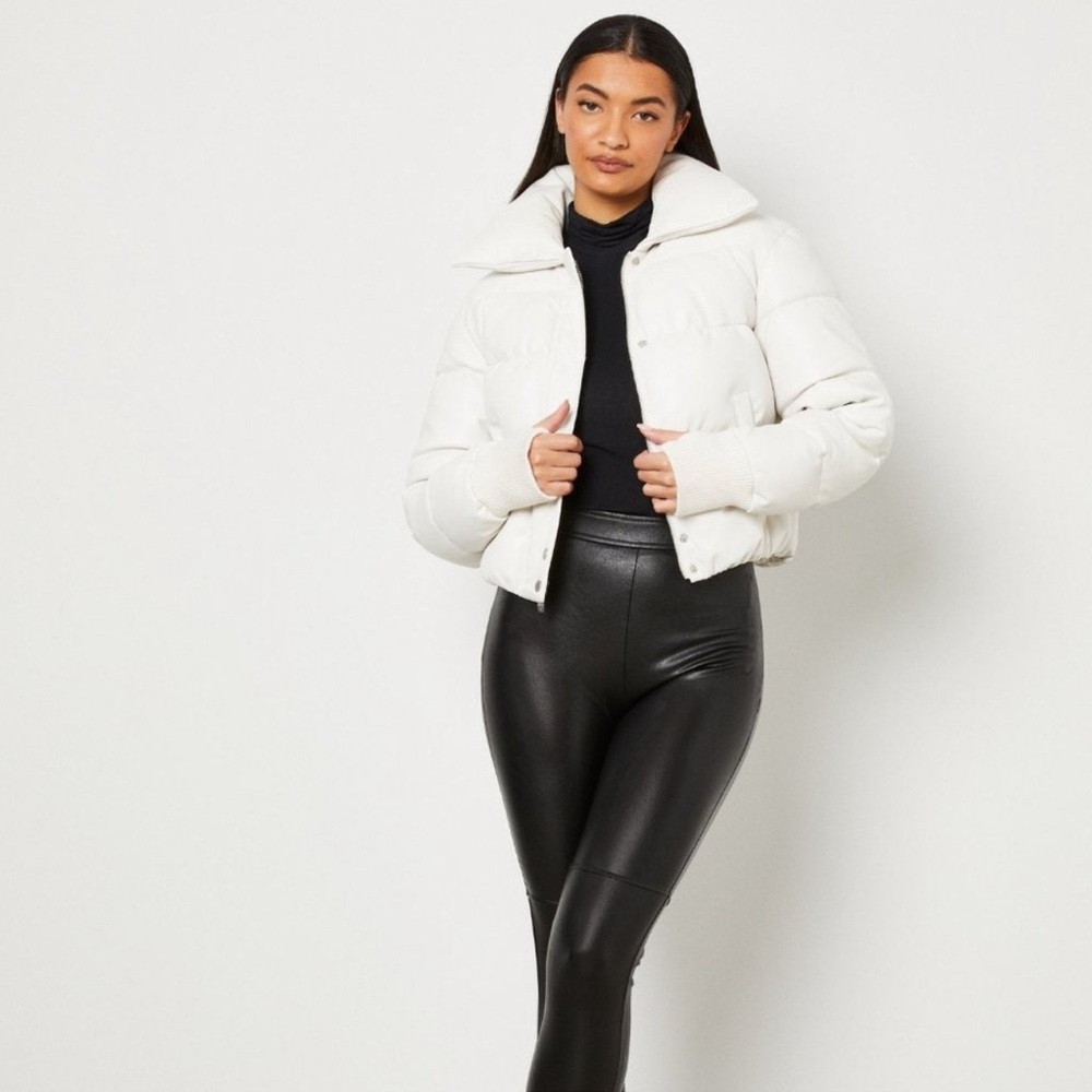 BCBG faux leather puffer jacket